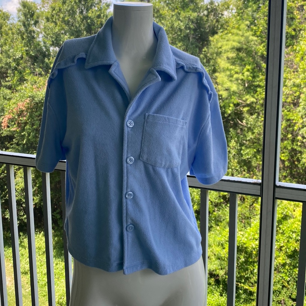 Bar III Baby Blue Terry Cloth Top Size XS/ S